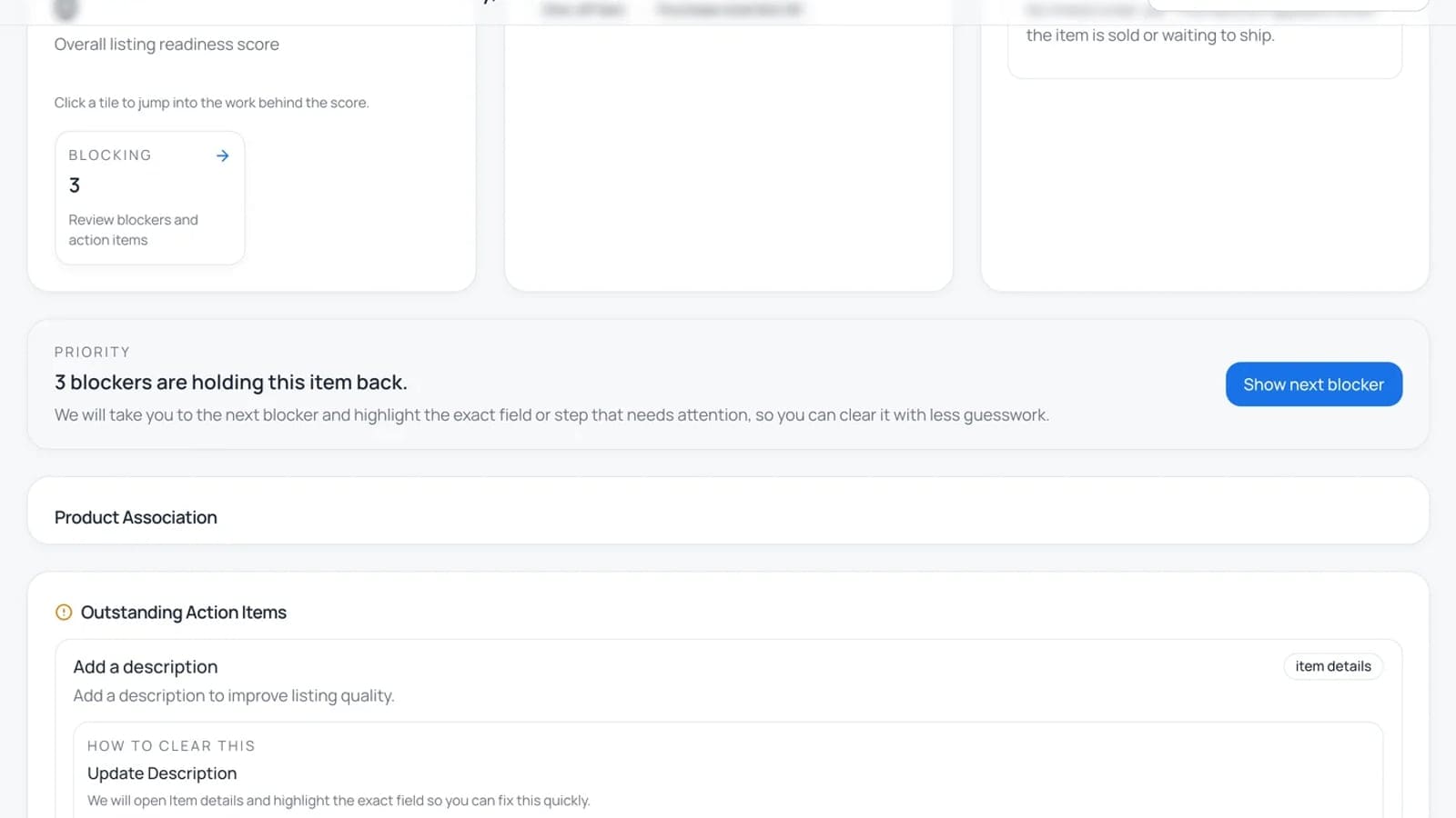 A draft listing being prepared for a newly sourced item before it goes live