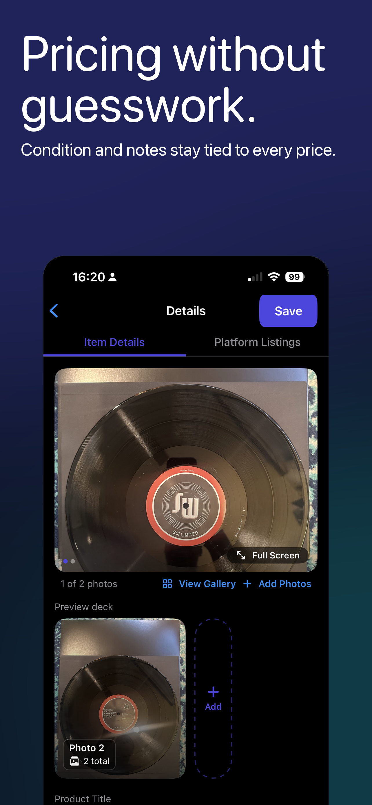 Instica inventory management pricing insights interface